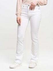 BIG STAR Dżinsy - Slim fit - w kolorze białym rozmiar: W29/L30. Białe jeansy BIG STAR, l, z aplikacjami, klasyczne, z podwyższonym stanem. Za 119.12 zł.