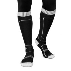 Skarpety narciarskie z wełny Sporty zimowe Siroko Ultimate GLIDE B&W. Czarne skarpetki SIROKO, bez wzorów, z wełny. Za 127.00 zł.