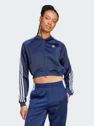 Adidas Bluza "Originals Adicolor Satin" w kolorze granatowym rozmiar: XS. Niebieskie bluzy adidas, xs, bez wzorów, bez ramiączek, bez kaptura. Za 174.95 zł.