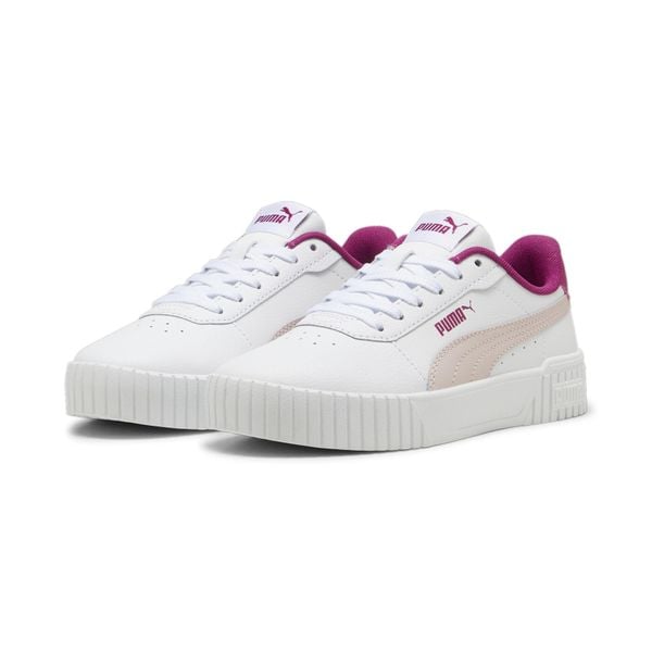 Młodzieżowe sneakersy Carina 2.0 PUMA White Mauve Mist Magenta Gleam Pink. Biała buty sportowe lifestyle Puma, bez wzorów, młodzieżowe, bez zapięcia. Za 199.00 zł.