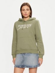 Tommy Jeans Bluza DW0DW20170 Zielony Regular Fit. Zielone bluzy Tommy Jeans, s, bez wzorów, z bawełny, bez ramiączek, bez kaptura. Za 219.99 zł.