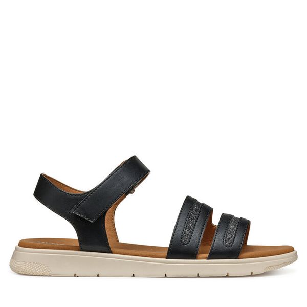 Sandały Geox. Czarne sandały Geox, bez wzorów, bez obcasa, na płaskiej podeszwie, bez zapięcia. Za 269.99 zł.