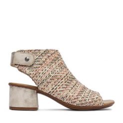 Sandały Rieker. Brązowe sandały Rieker, bez wzorów, bez obcasa, na słupku, bez zapięcia. Za 319.99 zł.