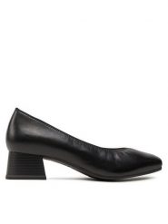 Caprice Czółenka 9-22303-43 Czarny. Czarne czółenka Caprice, bez wzorów, ze skóry, bez obcasa, bez zapięcia. Za 265.99 zł.