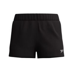 Spodenki szorty kąpielowe damskie Speedo Essentials Watershort. Czarne szorty sportowe Speedo, bez wzorów, z materiału, do biegania. Za 81.86 zł.