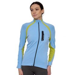 Bluza dresowa termoaktywna rozpinana damska Brubeck ACTIVE PRO. Niebieskie bluzy Brubeck, bez wzorów, z dresówki, bez ramiączek, bez kaptura. Za 254.15 zł.