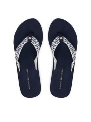 Tommy Hilfiger Japonki Wedge Summer Sandal Mono FW0FW09698 Granatowy. Niebieskie japonki Tommy Hilfiger, bez wzorów, z materiału. Za 229.99 zł.