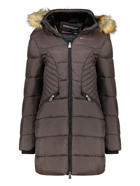 Geographical Norway Płaszcz pikowany w kolorze brązowym rozmiar: L. Brązowe płaszcze Geographical Norway, l, bez wzorów, bez kaptura. Za 246.45 zł.
