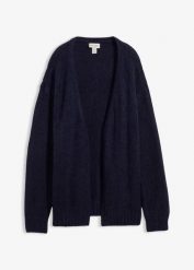Gruby kardigan oversize. Fioletowe swetry bonprix, bez wzorów, bez ramiączek. Za 119.99 zł.