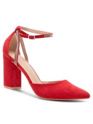 DeeZee Czółenka LISA KL-HT4587-21 Czerwony. Czerwone czółenka DeeZee, bez wzorów, z materiału, bez obcasa, bez zapięcia. Za 149.99 zł.