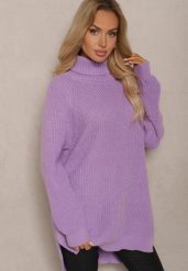 Fioletowy Casualowy Golf Ittalora. Fioletowe swetry Renee, m, z aplikacjami, z jeansu, biznesowe, bez ramiączek. W wyprzedaży za 63.99 zł.