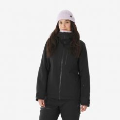 Kurtka narciarska i snowboardowa damska Quechua 500 AM. Czarne kurtki narciarskie WED'ZE, na zimę, m, bez wzorów, z materiału, bez kaptura, narciarskie. Za 579.99 zł.