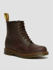 Dr. Martens Skórzane botki w kolorze brązowym rozmiar: 37. Brązowe botki Dr Martens, bez wzorów, bez obcasa, bez zapięcia. Za 712.84 zł.