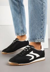 Czarne Sneakersy Tenisówki z Przeszyciami Julioria. Czarne trampki Renee, bez wzorów, z jeansu, bez zapięcia. W wyprzedaży za 67.99 zł.