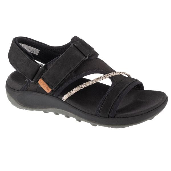 Sandały damskie, Terran 4 Backstrap W Sandal. Czarne sandały Merrell, bez wzorów, sportowe, bez obcasa, bez zapięcia. Za 361.00 zł.