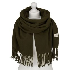 Elegancki szalik damski z poliestru w kolorze khaki - Peterson. Brązowe szaliki i kominy Peterson, na jesień, bez wzorów, eleganckie. Za 54.99 zł.