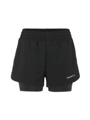 Craft ADV Essence 2-In-1 Shorts 2 W – Szorty treningowe z wewnętrznymi tightami. Czarne szorty sportowe Craft, bez wzorów. Za 220.00 zł.