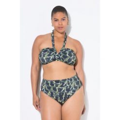Damski Top od bikini miękkie miseczki drapowanie na biuście moro. Zielone bikini Ulla Popken, bez wzorów, z elastanu. Za 176.99 zł.