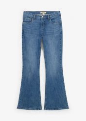 Dżinsy z rozszerzanymi nogawkami, mid waist. Niebieskie jeansy bonprix, bez wzorów, z jeansu. Za 169.99 zł.