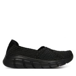 Baleriny Skechers. Czarne baleriny Skechers, bez wzorów, bez obcasa, bez zapięcia. Za 249.99 zł.