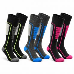 Skarpety narciarskie z wełny Merino, amortyzacja, bezszwowe – Courchevel 3pk. Czarne skarpetki Norfolk, bez wzorów, z materiału. Za 217.00 zł.