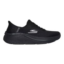 Buty sportowe damskie, Slip-Ins: Max Cushioning Elite 2.0 - Vanish. Czarne buty treningowe Skechers, bez wzorów, z materiału, przed kostkę, bez zapięcia, trekkingowe. Za 489.99 zł.