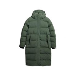 Damska długa kurtka z kapturem Superdry. Zielone kurtki Superdry, bez wzorów, z puchu, z kapturem. Za 856.85 zł.