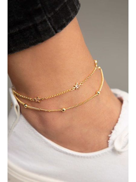 Heliophilia Pozłacana bransoletka z cyrkoniami na kostkę rozmiar: onesize. Czerwone bransoletki Heliophilia, z cyrkonią, metalowe. Za 41.59 zł.