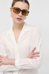 Luisa Spagnoli koszula jedwabna kolor biały regular z kołnierzykiem klasycznym. Białe koszule Luisa Spagnoli, l, bez wzorów, z jedwabiu, klasyczne, bez kołnierzyka, bez ramiączek. Za 1,389.90 zł.