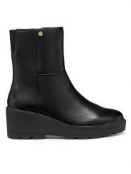 Geox Botki D Miereille D563VA 00043 C9999 Czarny. Czarne botki Geox, bez wzorów, ze skóry, bez obcasa, na koturnie, bez zapięcia. Za 539.99 zł.