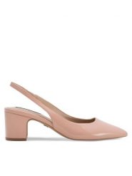 Nine West Sandały 123AL1938-1 Beżowy. Brązowe sandały Nine West, bez wzorów, ze skóry, bez obcasa, na słupku, bez zapięcia. Za 249.99 zł.