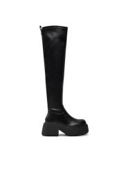 Buffalo Kozaki Vicious Stretch Overknee 1223076 Czarny. Czarne kozaki Buffalo, bez wzorów, ze skóry, bez obcasa, na słupku, bez zapięcia. Za 749.99 zł.