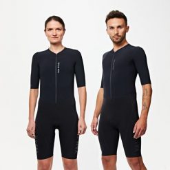 Kombinezon triathlonowy Van Rysel Trifonction aerodynamiczny na długi dystans. Czarne kombinezony VAN RYSEL, na lato, l, bez wzorów, z materiału, biznesowe, bez kołnierzyka, bez ramiączek, długie. Za 929.99 zł.