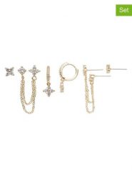 U.S. Polo Assn. Pozłacane kolczyki (3 szt.) z kryształami rozmiar: onesize. Żółte kolczyki U.S. Polo Assn., z kryształem, metalowe. Za 69.99 zł.