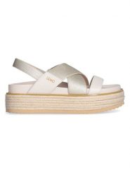 Liu Jo Sandały w kolorze kremowo-beżowym rozmiar: 38. Brązowe sandały Liu Jo, bez wzorów, klasyczne, z otwartym noskiem, bez obcasa, na platformie, bez zapięcia. Za 260.96 zł.