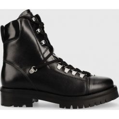 AllSaints workery skórzane Franka damskie kolor czarny na platformie. Czarne botki AllSaints, bez wzorów, z gumy, z okrągłym noskiem, bez obcasa, na platformie, bez zapięcia. W wyprzedaży za 1,029.90 zł.