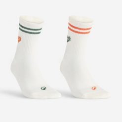 Skarpety sportowe RS300 wysokie 2 pary limitowana edycja. Skarpetki sportowe Decathlon, bez wzorów, z bawełny, wspinaczkowe. Za 34.99 zł.