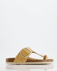 KLAPKI DAMSKIE 318224 BEIGE. Brązowe klapki Venezia, bez wzorów, ze skóry, bez obcasa, bez zapięcia. Za 99.00 zł.