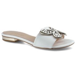 Białe Klapki Damiss Damskie Stylowe Obuwie Na Lato. Białe klapki DAMISS, na lato, bez wzorów, ze skóry, biznesowe, bez kołnierzyka, bez ramiączek. Za 209.00 zł.