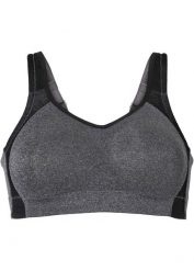 Biustonosz sportowy, średni stopień podtrzymywania biustu. Czarne biustonosze sportowe bonprix, bez wzorów. Za 94.99 zł.
