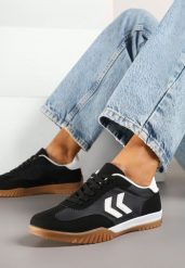 Czarno-Białe Sneakersy Typu Kultowe Tenisówki Zdobione Przeszyciami Mepenna. Czarne trampki Renee, z aplikacjami, z jeansu, eleganckie, bez zapięcia. W wyprzedaży za 75.99 zł.