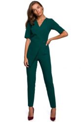 Elegancki Kombinezon z Podwójnym Przodem - Zielony. Zielone kombinezony MOE, l, bez wzorów, z elastanu, eleganckie, bez kołnierzyka, bez ramiączek. Za 288.90 zł.