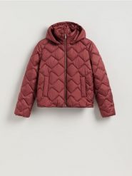 Pikowana kurtka z kapturem - jasnofioletowy. Fioletowe kurtki Reserved, l, bez wzorów, z tkaniny, z kapturem. Za 149.99 zł.