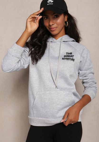 Jasnoszara Wsuwana Bluza z Kapturem Sivame. Szare bluzy Renee, l, bez wzorów, z polaru, z kapturem. Za 69.99 zł.