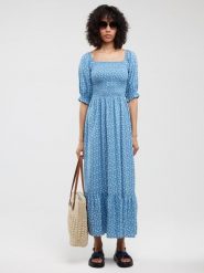 BIG STAR Sukienka w kolorze błękitno-białym rozmiar: M. Białe sukienki BIG STAR, m, bez wzorów, z wiskozy, retro, bez kołnierzyka, bez ramiączek, maxi. Za 139.99 zł.