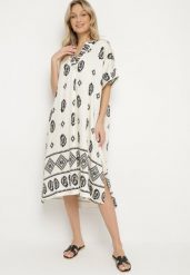 Czarno-Kremowa Wiskozowa Sukienka Boho o Pudełkowym Kroju z Rozcięciami Nelbia. Czarne sukienki Born2be, na co dzień, l, bez wzorów, z wiskozy, boho, bez kołnierzyka, bez ramiączek, midi. Za 119.99 zł.