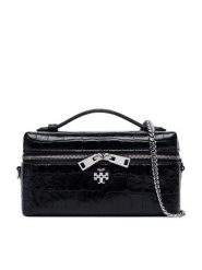 Tory Burch Torebka Charlie Embossed 185868 Czarny. Czarne torebki klasyczne Tory Burch, bez wzorów, ze skóry, bez dodatków. Za 2,759.00 zł.