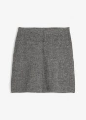 Krótka spódnica dzianinowa. Szare spódnice bonprix, bez wzorów, z dzianiny, eleganckie, mini. Za 94.99 zł.