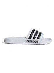 Adidas Klapki "Adilette Shower" w kolorze biało-czarnym rozmiar: 36 2/3. Białe klapki adidas, bez wzorów, klasyczne, z otwartym noskiem, bez obcasa, bez zapięcia. Za 82.99 zł.