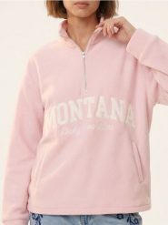 Polarowa bluza half-zip z napisem - różowy. Czerwone bluzy bez kaptura Sinsay, l, bez wzorów, z polaru, bez kaptura. Za 59.99 zł.